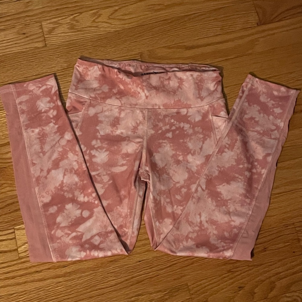 OLD NAVY GIRLS PINK TIE DYE LEGGINGS- size girls L (10-12)